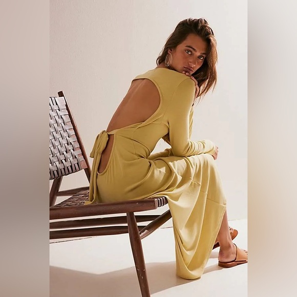 Free People Aubre‎ Open Back Essential Maxi Dress size large NWT - Picture 3 of 7